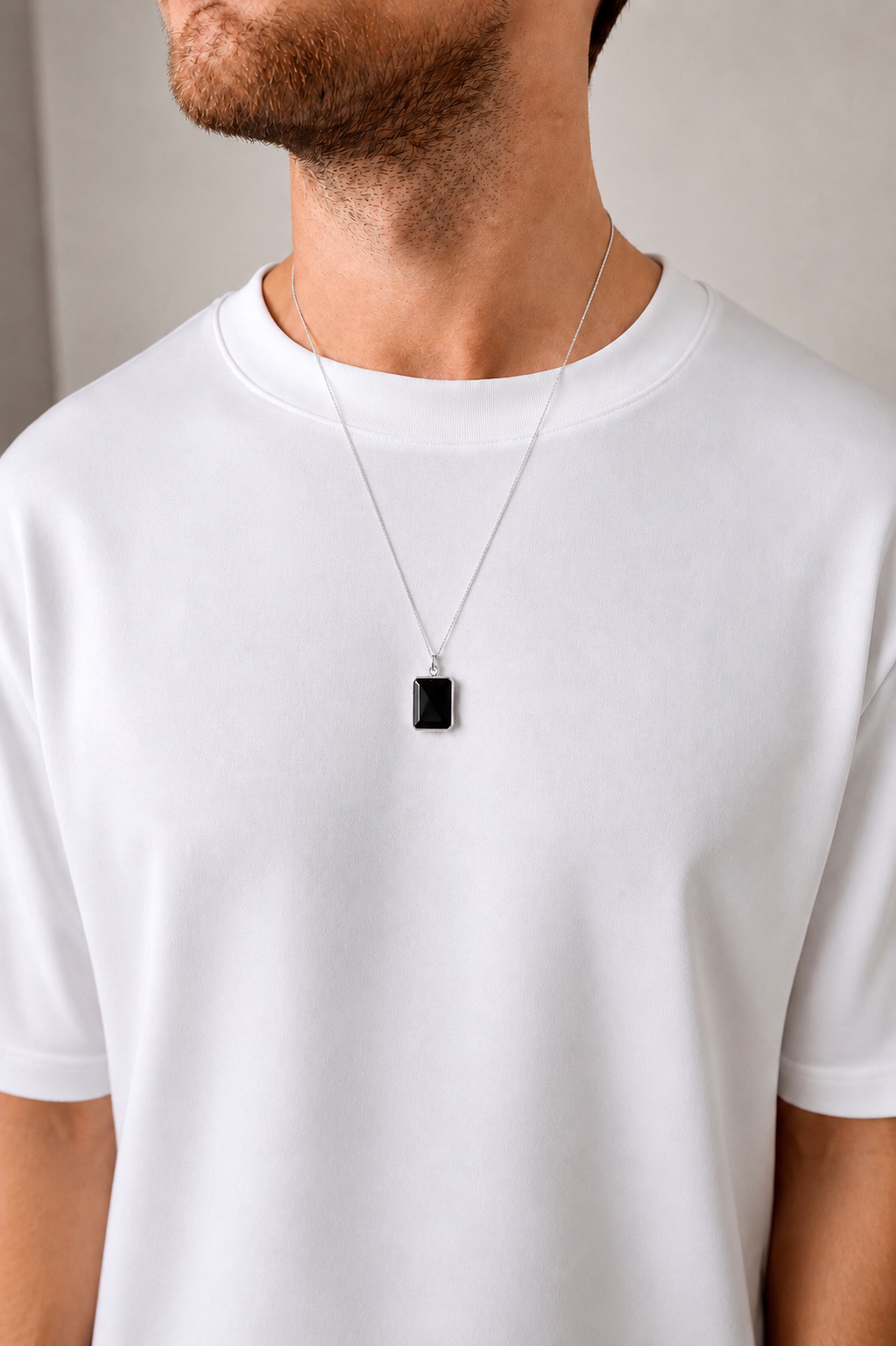 Black Onyx Pendant - Silver