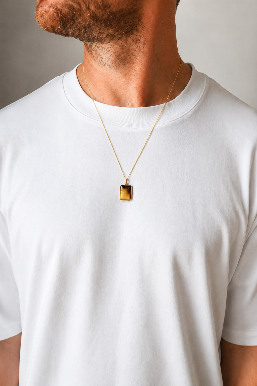 Natural Septarian Pendant - Gold