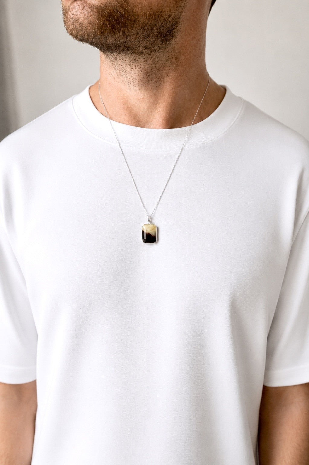 Natural Septarian Pendant - Silver