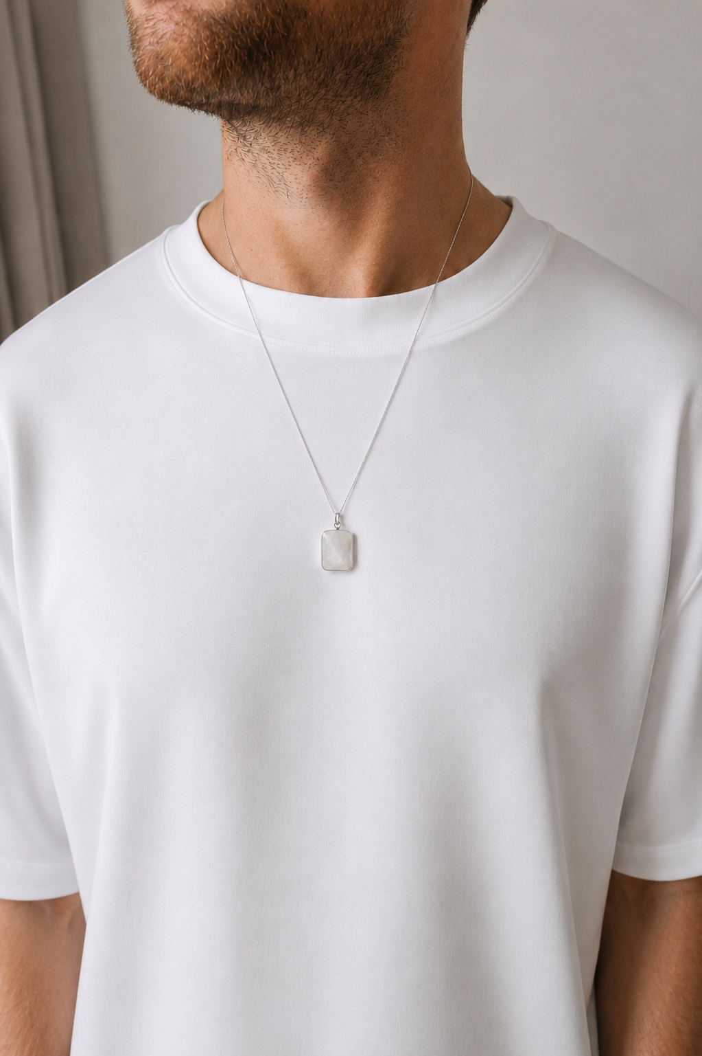 Rainbow Moonstone Pendant - Silver