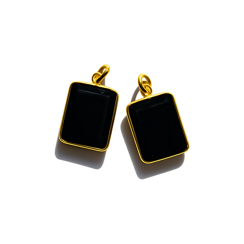 Black Onyx Pendant - Gold