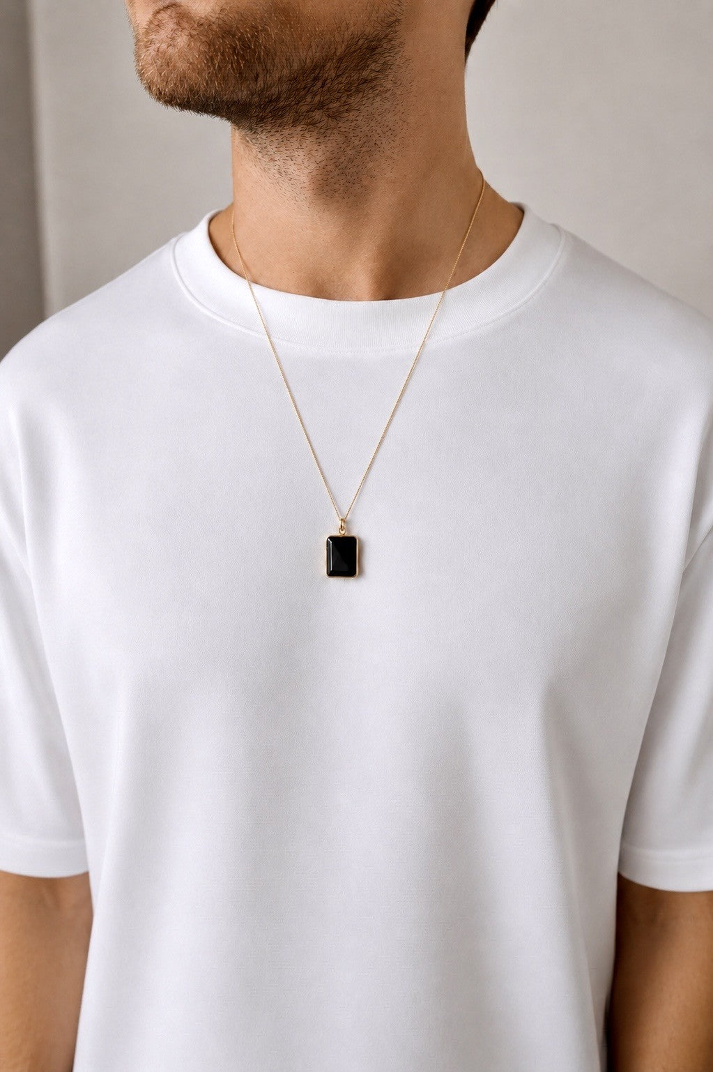 Black Onyx Pendant - Gold