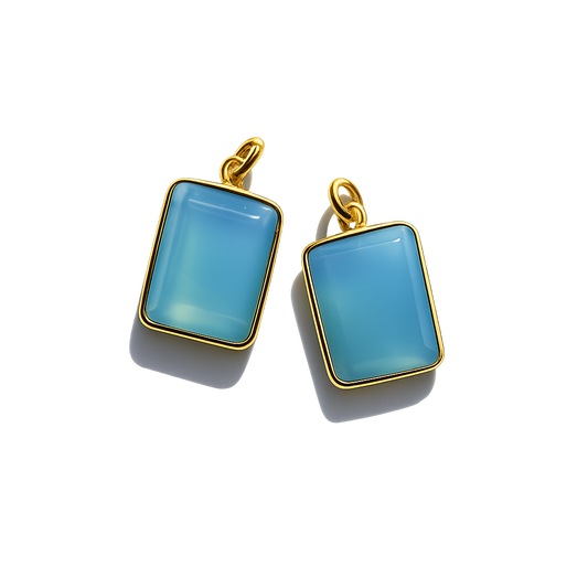 Blue Chalcedony Pendant - Gold