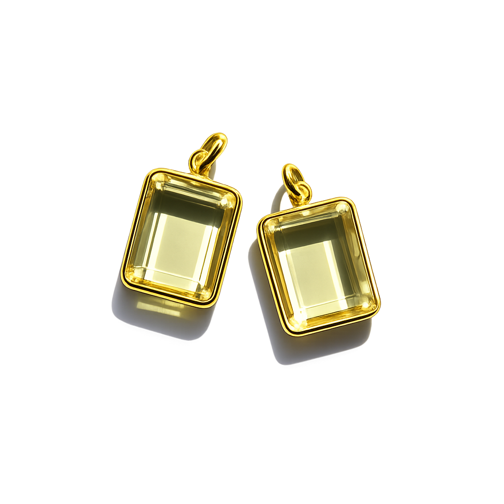 Lemon Quartz Pendant - Gold