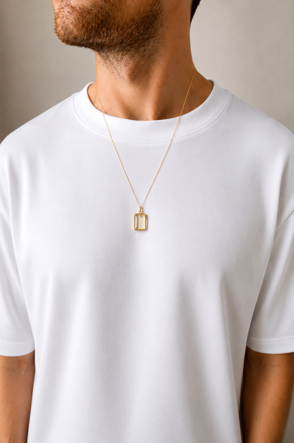 Lemon Quartz Pendant - Gold