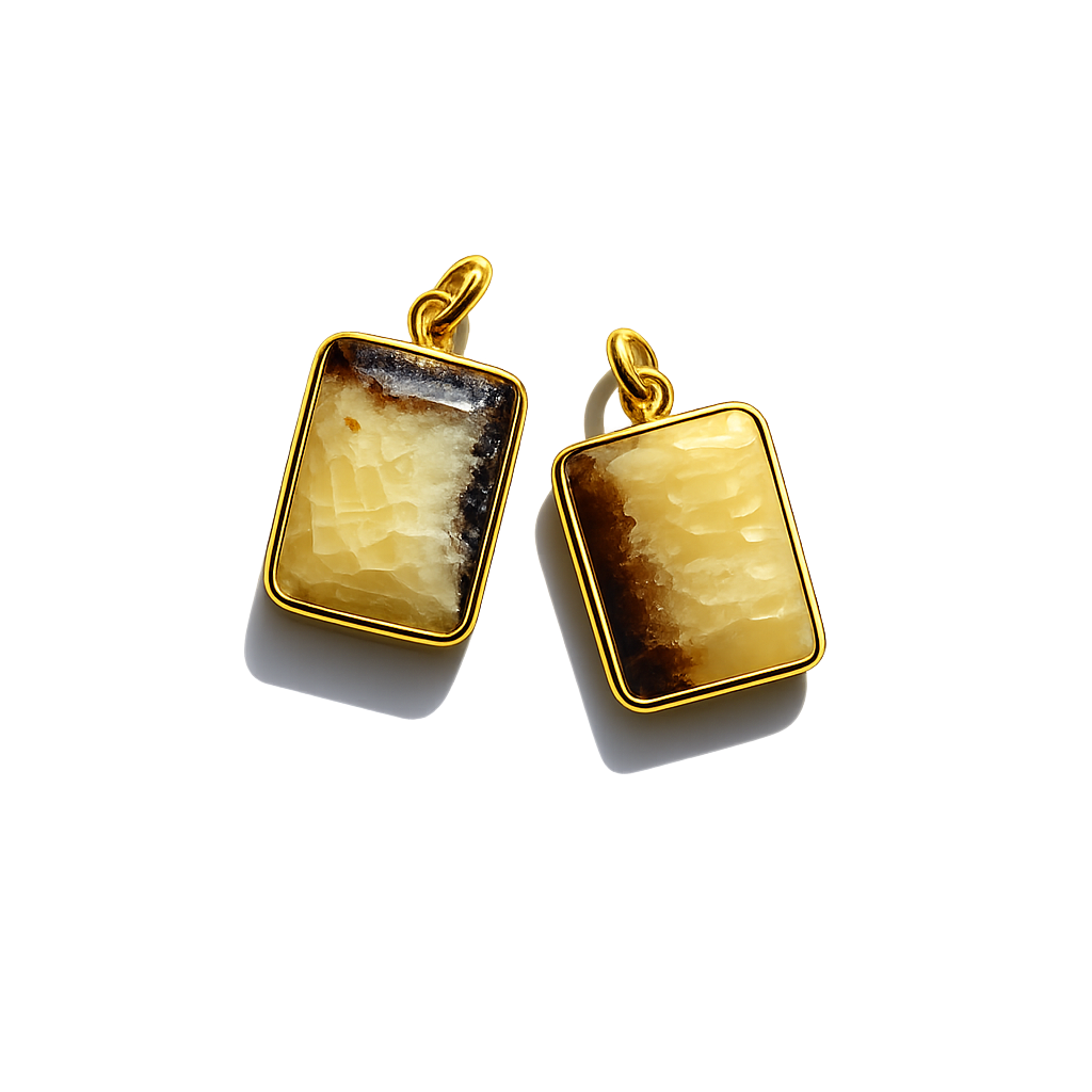 Natural Septarian Pendant - Gold