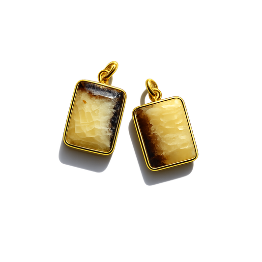 Natural Septarian Pendant - Gold