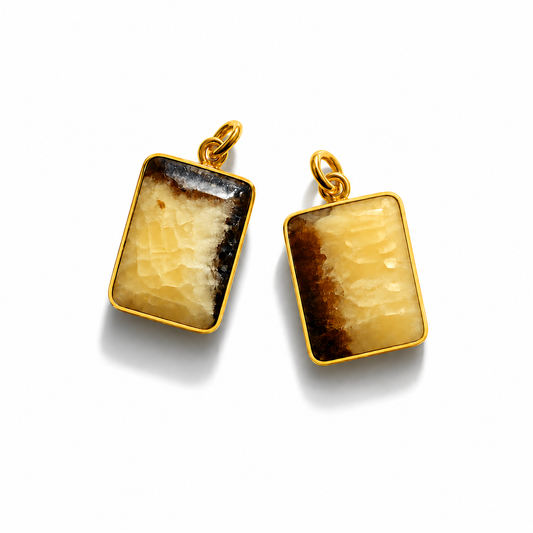 Natural Septarian Pendant - Gold