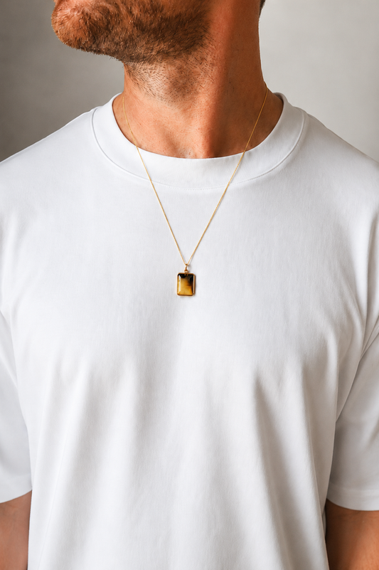 Natural Septarian Pendant - Gold