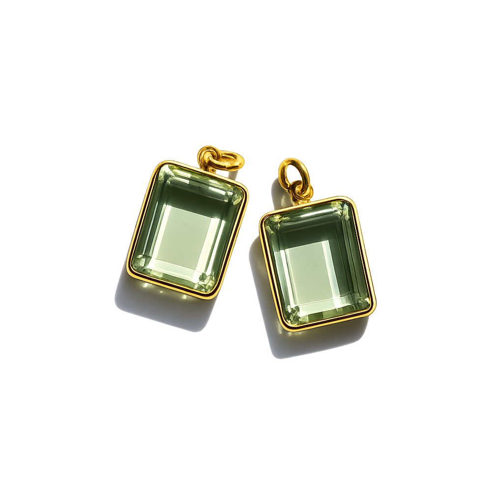 Olive Quartz Pendant - Gold