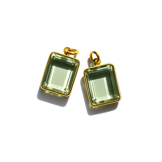 Olive Quartz Pendant - Gold