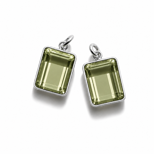 Olive Quartz Pendant - Silver