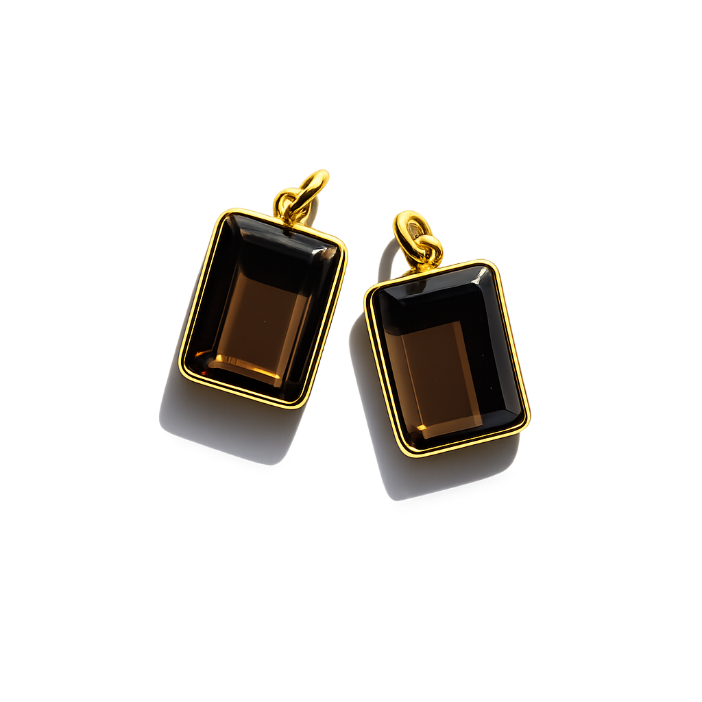 Smoky Quartz Pendant - Gold