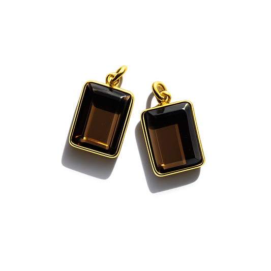 Smoky Quartz Pendant - Gold