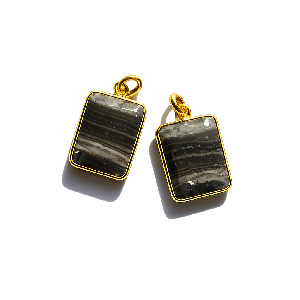 Striped Agate Pendant - Gold