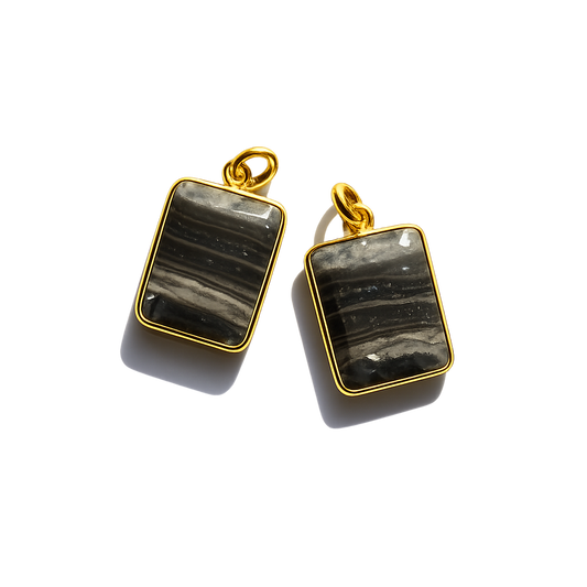 Striped Agate Pendant - Gold