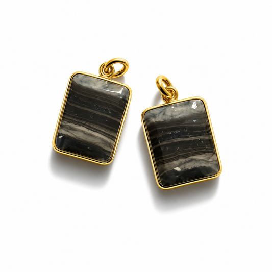 Striped Agate Pendant - Gold
